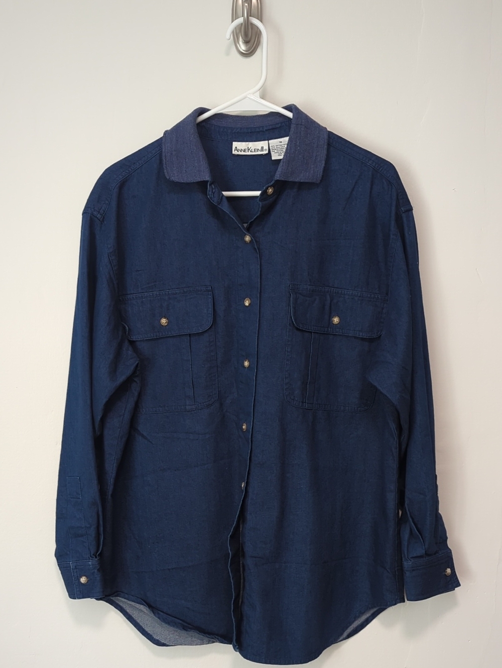 Anne Klein Cotton & Silk Button-Up Shirt